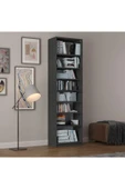 Asra Trend MDF Koyu Gri Kitaplık – Ayarlanabilir Raflar, Ev & Ofis Modern Dekoratif Kitaplık, K-08 thumbnail 1