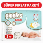 Giggles Pants Külotlu Bebek Bezi 3 Numara Midi 102 Adet - 1