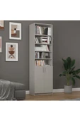Asra Trend MDF Kül Gri Kapaklı Kitaplık – Ayarlanabilir Raf, Ev&Ofis Modern Dekoratif Kitaplık, K-33 thumbnail 1