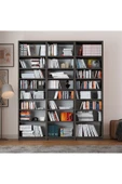 Asra Trend MDF Koyu Gri Kitaplık – Ayarlanabilir Raflar, Ev & Ofis Modern Dekoratif Kitaplık, K-27 thumbnail 1