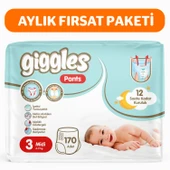 Giggles Pants Külotlu Bebek Bezi 3 Numara Midi 170 Adet - 1