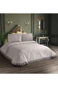 Kapitone Yatak Örtüsü Takımı Çift Kişilik Krem 1 Yatak Örtüsü 225x250cm + 2 Yastık Kılıfı 60x80cm - 1