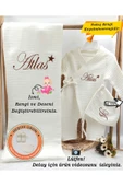 gros shop 4Katlı Müslin 3'lü Kimono Bağcıklı Tulum %100Pamuk Hastane Çıkışı(Kişiye Özgü İsimli Nakış Desenli) - 1