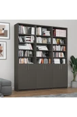 Asra Trend MDF Koyu Gri Kapaklı Kitaplık – Ayarlanabilir Raf, Ev&Ofis Modern Dekoratif Kitaplık,K-57 thumbnail 1