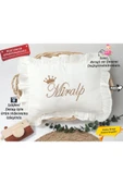 gros shop %100 Pamuk Müslin Kumaş Fırfırlı Takı Yastığı Kılıfı 35*45 (Kişiye Özgü İsimli Nakış Desenli) - 1