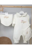 gros shop Yakalı Müslin Kumaş Hastane Çıkış Mevlüt Seti %100 Pamuk Organik (Kişiye Özgü İsimli Nakış Desenli) - 6