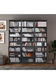 Asra Trend MDF Koyu Gri Kapaklı Kitaplık – Ayarlanabilir Raf, Ev&Ofis Modern Dekoratif Kitaplık,K-57 thumbnail 4