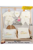 gros shop Yeni Doğan %100Pamuk 4Katlı Müslin Kumaş Hastane Çıkış Mevlüt Seti(Kişiye Özgü İsimli Nakış Desenli) thumbnail 1