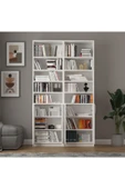 Asra Trend MDF Beyaz Kapaklı Kitaplık – Ayarlanabilir Raf, Ev & Ofis Modern Dekoratif Kitaplık, K-39 thumbnail 4
