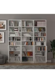 Asra Trend MDF Beyaz Kapaklı Kitaplık – Ayarlanabilir Raf, Ev & Ofis Modern Dekoratif Kitaplık, K-50 thumbnail 4