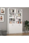 Asra Trend MDF Beyaz Kapaklı Kitaplık – Ayarlanabilir Raf, Ev & Ofis Modern Dekoratif Kitaplık, K-39 thumbnail 1