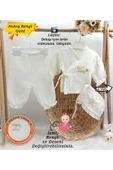 gros shop Yeni Doğan Müslin 3'li Kimono Bağcıklı Tulum %100 Pamuk Organik (Kişiye Özgü İsimli Nakış Desenli) - 1