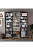 Asra Trend MDF Beyaz/Koyu Gri Kapaklı Kitaplık – Ayarlanabilir Raf, Ev & Ofis Modern Kitaplık, K-58 thumbnail 4