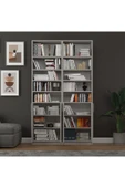 Asra Trend MDF Kül Gri Kapaklı Kitaplık – Ayarlanabilir Raf,Ev & Ofis Modern Dekoratif Kitaplık,K-41 thumbnail 4