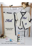 gros shop Yeni Doğan Burümcük Müslin Kumaş %100Pamuk 5’li Hastane Çıkış Seti(Kişiye Özgü İsimli Nakış Desenli) - 2