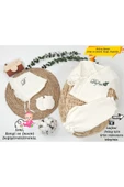 gros shop Yeni Doğan %100Pamuk Organik 4Katlı Müslin Kumaş 4lü Bağcıklı Tulum(Kişiye Özgü İsimli Nakış Desen) - 1