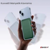 İphone 16-16 Plus - 16 Pro - 16 Pro max Uyumlu Birinci Sınıf Magsafe Cüzdan Magsafe Deri Kartlık  Haki - 5