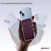 İphone 16-16 Plus - 16 Pro - 16 Pro max Uyumlu Birinci Sınıf Magsafe Cüzdan Magsafe Deri Kartlık  Mor - 5