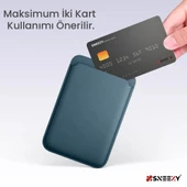İphone 16-16 Plus - 16 Pro - 16 Pro max Uyumlu Birinci Sınıf Magsafe Cüzdan Magsafe Deri Kartlık  Petrol Mavi - 3
