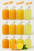 50 ml şeffaf cam mini ginger shot şişesi, 24 adet, detox şişesi, sızdırmaz kapaklı şişe, süs şişesi, kolonya şişesi, koku şişesi - 1
