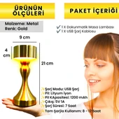 UpWay Dekoratif Retro Modern Tarz Dokunmatik 3 Modlu Şarjlı Golden Masa Lambası - 8
