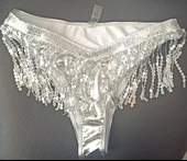 Payetli Sütyen Gümüş Lame Püsküllü İç Çamaşırı, Kulüp Giyim Hipster, Püsküllü Bikini, Gece Bikini, Bikini - 2