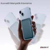 İphone 16-16 Plus - 16 Pro - 16 Pro max Uyumlu Birinci Sınıf Magsafe Cüzdan Magsafe Deri Kartlık  Petrol Mavi - 5