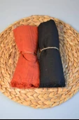 Bambu Kraş Şal 2’li Set Siyah Kiremit– 75x210 cm  Nefes Alabilir, Terletmez, Tok Duruşlu Mevsimlik Kumaş - 3