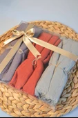 Bambu Kraş Şal 3’lü Set Kiremit Bej Vizon– 75x210 cm  Nefes Alabilir, Terletmez, Tok Duruşlu Mevsimlik Kumaş - 3
