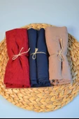 Bambu Kraş Şal 3’lü Set Bordo Lacivert Vizon– 75x210 cm  Nefes Alabilir, Terletmez, Tok Duruşlu Mevsimlik Kumaş - 1