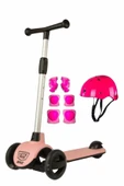 Şeker Adası Let's Ride Kaliteli Pembe 3 Teker Işıklı Scooter ve Kask- Dizlik- Dirseklik Set - 1