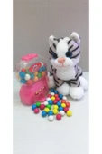 Şeker Adası 2 Si 1 Arada / Sevimli Tekir Kedi 15 Cm Ve Pembe Jackpot Sakız Makinesi - 1