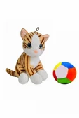 Şeker Adası Peluş Kahverengi Kedi 28 cm ve Peluş Top 12 cm - 2 Ürün 1 Arada Oyuncak - 1
