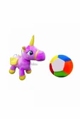 Şeker Adası Peluş Mor Unicorn Pony At 20 cm ve Peluş Top 12 cm - 2 Ürün 1 Arada Oyuncak - 1