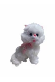 Şeker Adası Peluş Oyuncak Oturan Tombul Sevimli Sesli Peluş Beyaz Kedi 45 cm thumbnail 1