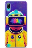 Uvilda Huawei Y7 Prime 2019 Uyumlu Renkler 4 Renkli Tasarım Sarı Astronot - 1