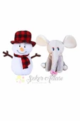 Şeker Adası Peluş Kardan Adam 25 Cm ve Fil 20 Cm Yılbaşı Kış Dekoratif Hediye Süsleme - 1