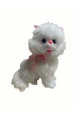 Şeker Adası Peluş Oyuncak Oturan Tombul Sevimli Sesli Peluş Beyaz Kedi 45 cm thumbnail 3