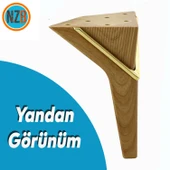 Mobilya Oturma Grubu Kanepe Sehpa Ünite Koltuk Ayağı Baza Ayakları 16 cm Açık Ceviz Gold (4 Adet) thumbnail 4