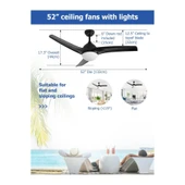 Dlc Favonıo 35W Bakır Motor Led Siyah Tavan Vantilatörü 132cm - 3