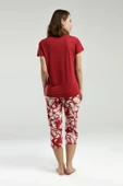 Arnetta Kadın Bisiklet Yaka Kısa Kollu Kapri Pijama Takım - 5