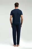 Arnetta Erkek Kısa Kollu Düğmeli Hakim Yaka Şortlu 3'lü Pijama Takım - 10