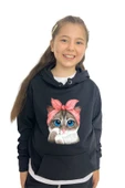 yudemia Kedi Baskılı Kız Sweatshirt – Rahat ve Şık Tasarım - 1