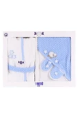 yudemia %100 Organik Pamuklu Ön ve Arka Kuzu Baskılı Beyaz Bebek Bornoz Seti - (4 Parça) - 3