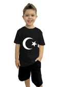 yudemia Ay yıldız Baskılı Çocuk Tişört ve Şort Takımı | %100 Pamuk, Şık ve Rahat - 1