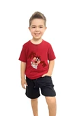 yudemia Tazmanya Baskılı Çocuk Tişört ve Şort Takımı | %100 Pamuk, Şık ve Rahat - 1