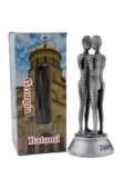 Vintage Gümüş Metal Gürcistan Batum Ali ve Nino Heykeli 15 cm - 6