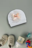 yudemia %100 Organik Pamuklu Şık ve Rahat Çiçek Nakışlı Tasarım Bebek Beresi - 1