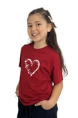 yudemia Kalp Baskılı Kız Çocuk Tişört | %100 Pamuk, Şık Ve Rahat - 1