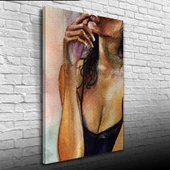 Suluboya Tekniğinde Kadın Figürü Kanvas Tablo 50 x 70 - 3